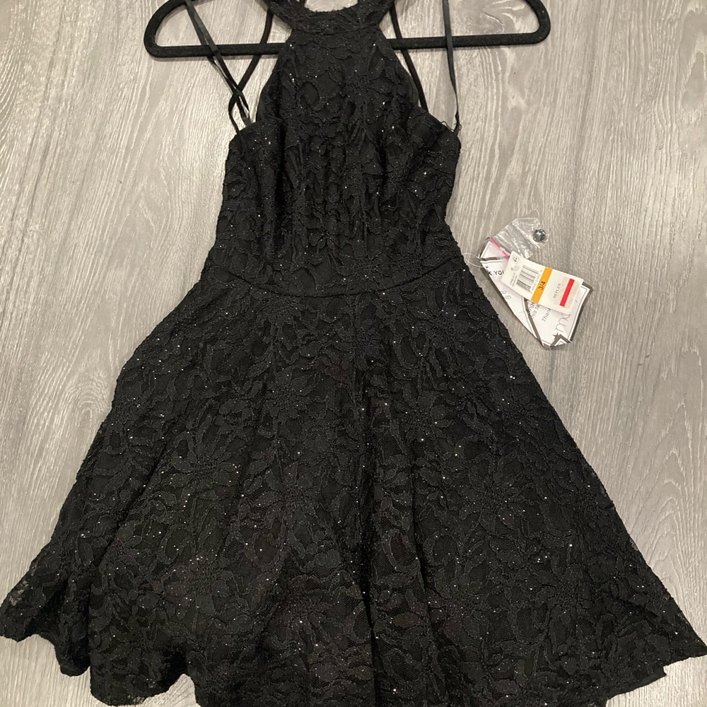 Macy's Black Halter Fit and Flare Cocktail Dress